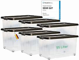 Novaliv 6x Aufbewahrungsboxen mit Deckel Groß 55L 
