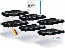 Novaliv 6x Aufbewahrungsboxen mit Deckel klein 2 L 