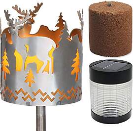 Novaliv Gartenfackel Hirsch Feuerschale Metall mit 