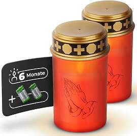 Novaliv Grablichter rot 2x Dauerbrenner Grablicht