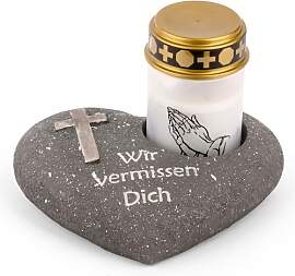 Novaliv Grabschmuck Herz Anthrazit mit Kreuz