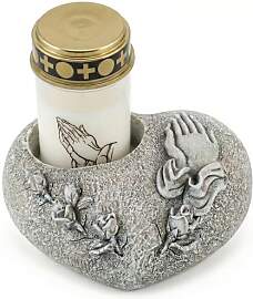 Novaliv Grabschmuck Herz Grau Hände Beten inkl.