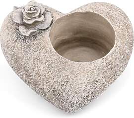 Novaliv Grabschmuck Herz Rose Grau Grabdeko