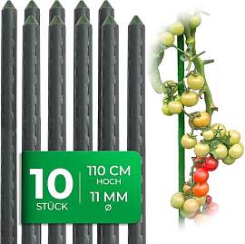 Novatool 10 Stück Pflanzstäbe 110cm grün 11mm