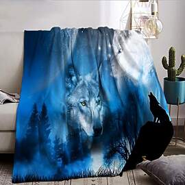 NPCEED Decke 150x200cm mit Wolf Motiv,3D Wolf