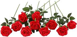 Nubry künstliche Seidenrose Blume einzigen Stiel