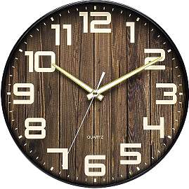 NUOVO Wanduhr, rund, aus Kunststoff, Holzimitat,