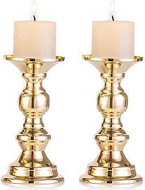 Nuptio 2 Stück Gold Metall Säulen Kerzenhaltern, 