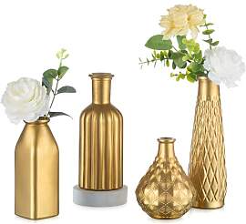 NUPTIO Gläser Vase Kleine Gold: 4er Set Vasen