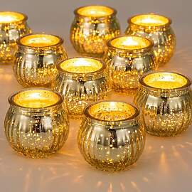 NUPTIO Glas Teelichtgläser Gold Teelichthalter: