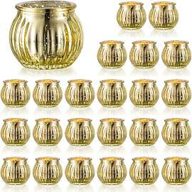 NUPTIO Glas Teelichtgläser Gold Teelichthalter: