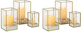 NUPTIO Glas Windlicht Kerzenständer Gold: Set von 