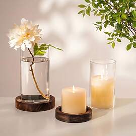NUPTIO Glaszylinder mit Boden Windlicht Glas: 2er