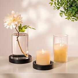 NUPTIO Schwarz Deko Wohnzimmer Windlicht: 2er Holz 