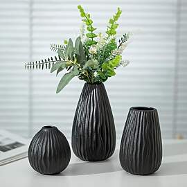 NUPTIO Schwarz Keramik Vase Dekor: Modern Gerippte 