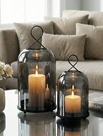 NUPTIO Windlicht Schwarz Wohnzimmer Deko: 2er