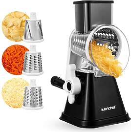 NutriChef 3-in-1 Trommelreibe mit Kurbel –