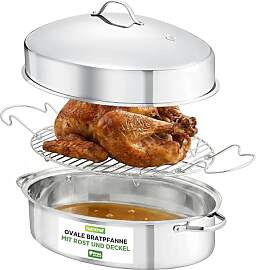 NutriChef Bräter mit Deckel, Bräter- 52x27cm,