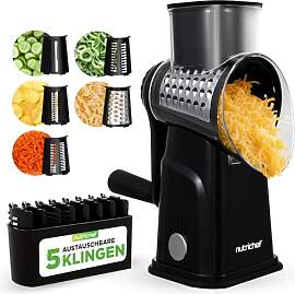 NutriChef Gemüsereibe - Käsereibe mit Kurbel -