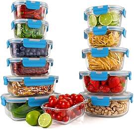NutriChef Vorratsdosen Glas Set Blau – 12