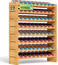 NutriChef Weinregal aus Bambus Holz – 72