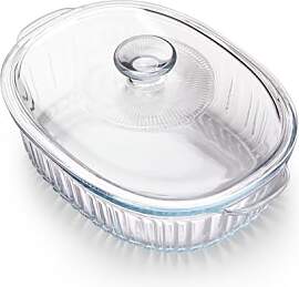 NUTRIUPS 2L Oval Auflaufform Glas Mit Deckel,