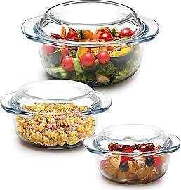 NUTRIUPS Runde Auflaufform aus Glas, Auflaufform