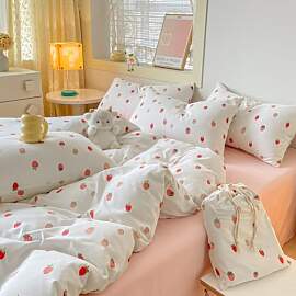 Nyescasa Bettwäsche Erdbeeren 135x200 Mädchen