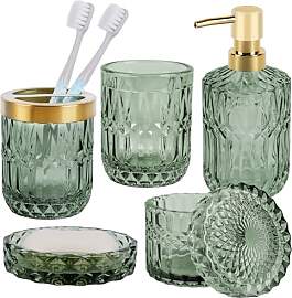 NZZVNZ 5 Stück Grünes Glas Badezimmer Zubehör