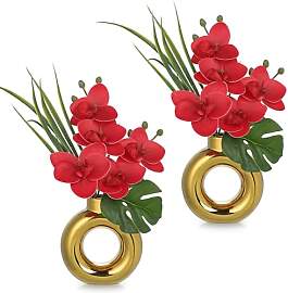Oairse 2er-Set Mini Kunstpflanze Orchideen