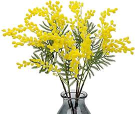 Oairse 6PCS Kunstblumen Künstliche Gelbe Mimose