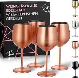 Oak & Steel - 4 Edelstahl Weingläser (540ml)