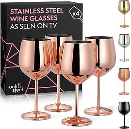 Oak & Steel - 4 Edelstahl Weingläser