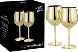 Oak & Steel - 6 Edelstahl-Weingläser, 520 ml