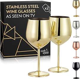 Oak & Steel Edelstahl Weingläser Gold (2er