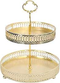 Obst Etagere 2 Etagen Gold Serviertablett Runde