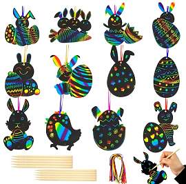 OCCOUMR 36 Stück Ostern Kratzbild, Ostereier