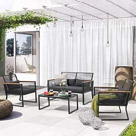 OC Orange-Casual 4 tlg Gartenmöbel Set, Rattan