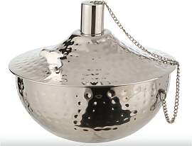 Öllampe Tisch Roma Gehämmert Edelstahl Silber