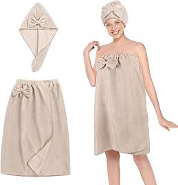 Oemmn 2 Stück Sauna Frottee Kilt Bademantel Damen 