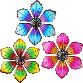 OFFCUP Metallblumen Wanddekoration, 3 Stück