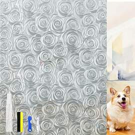 OFHome Fensterfolie Blickdicht Weiße Blumen Motiv 