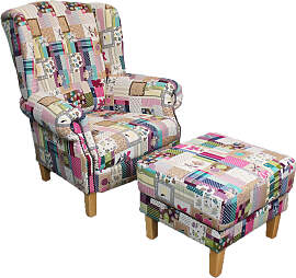 Ohrensessel mit Hocker im Landhausstil