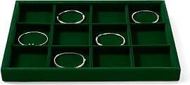 Oirlv Jahrgang Grün Samt Schmuck 12 Grids