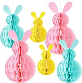 O-Kinee 6 Osterdeko Wabenball, Osterhase Deko Set, 