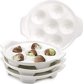 Okllen 4 Stück Keramik Escargot Teller mit 6