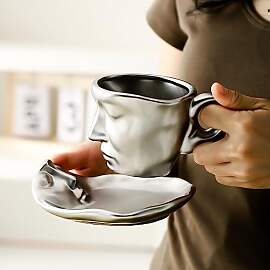 oliruim Kaffeetasse mit Untertasse Silber –