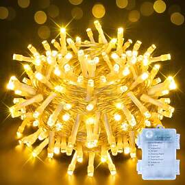 Ollny Lichterkette Außen Batterie 10 m, 100 LED