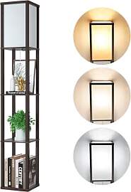 Omdekor LED Stehlampe aus Holz, Braun Stehleuchte