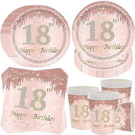 OMZSXK 18. Rosa Geburtstag Partygeschirr,Deko 18.